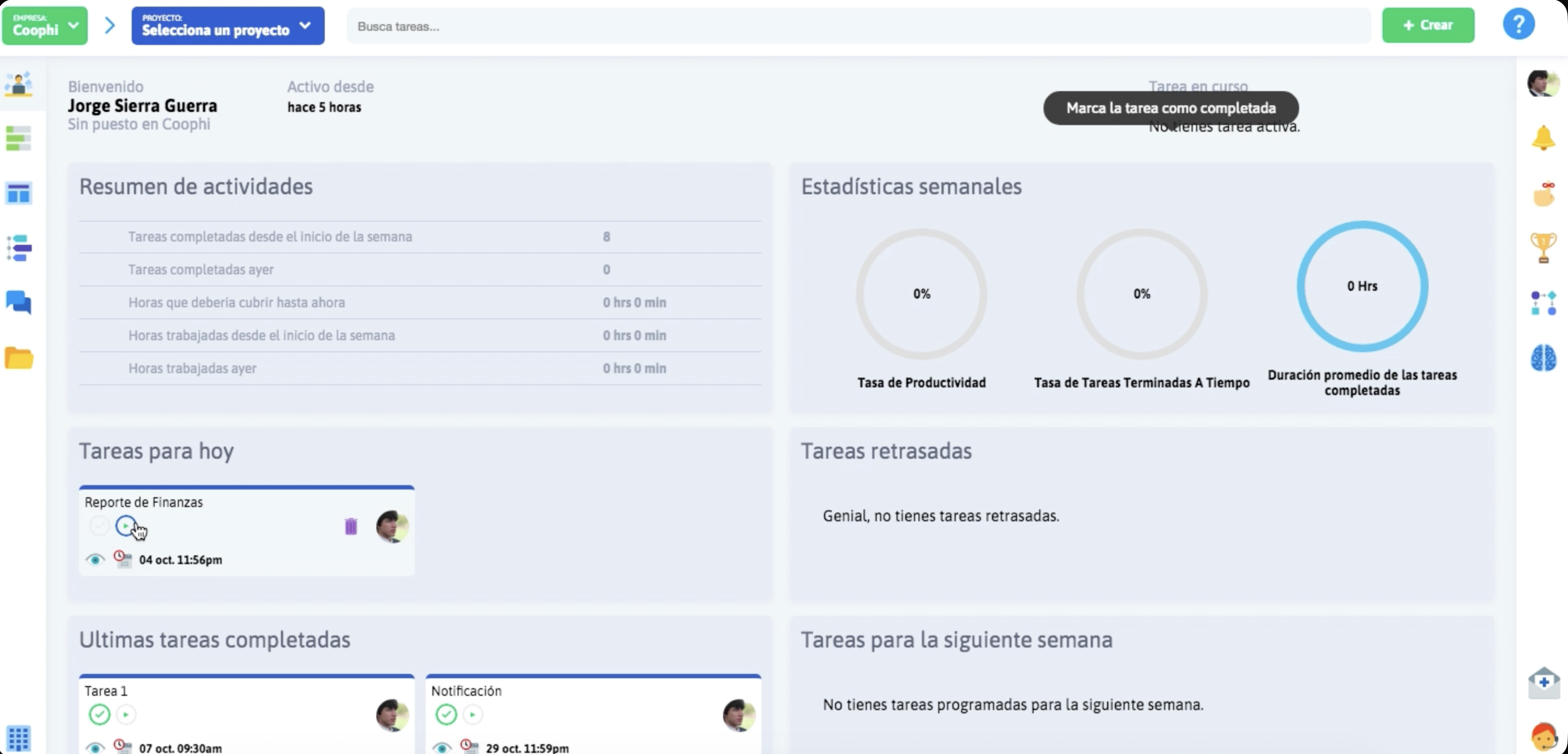 Coophi Personal Dashboard